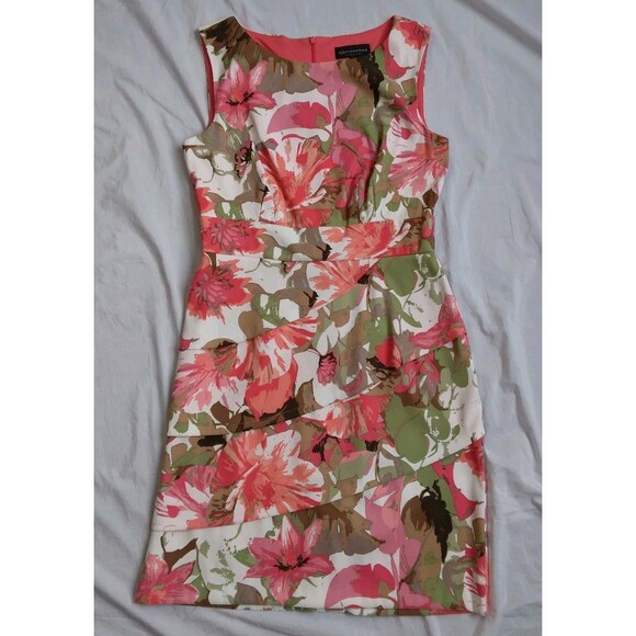 connected apparel Dresses & Skirts - Connected Apparel Shift Dress Floral Tiered Career Workwear Women's Size 10
